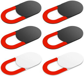 【お買い物マラソン 当店全品ポイント5倍】 ウェブカメラ カバー プライバシー保護 超薄型 (赤4個+白2個 6個セット) スマホ タブレット ラップトップ iPad に対応
