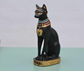置物 古代エジプト 猫神風 民族調 黒猫 卓上サイズ (中)