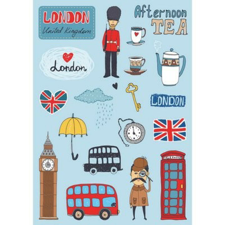 楽天市場 ステッカー ロンドン London イラスト 2種類セット 送料無料 輸入インテリア雑貨モノッコ