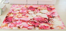 【50％OFF（半額）クーポン配布中】デザインマット 一面の薔薇 プリント (たくさんの花 ピンク系)