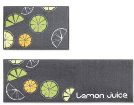 【50％OFF（半額）クーポン配布中】玄関マット キッチンマット シックなレモンデザイン お揃い 2枚セット
