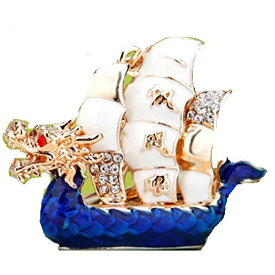 キーホルダー 中国風 キラキラ ドラゴンボート 龍の船 (ブルー)