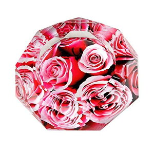 灰皿 薔薇の花 バラ フラワー ガラス製 (レッド)