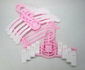 ハンガー ズボンハンガー セット 子供用 伸縮式 動物 パステルカラー (10本セット, ピンク)