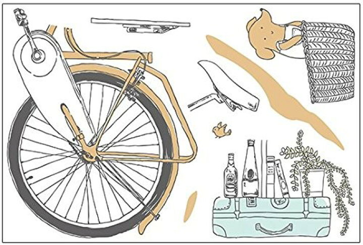 楽天市場 ウォールステッカー レトロ おしゃれな自転車 積み上げた雑貨 イラスト風 モノッコ