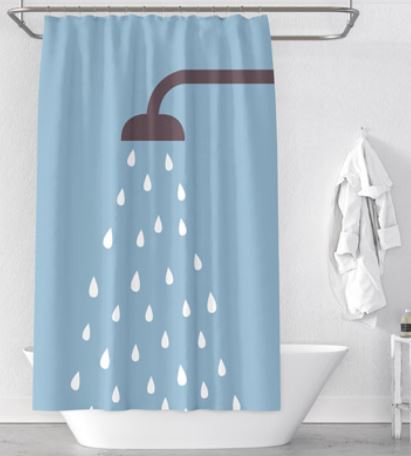 おしゃれでかわいいバスカーテン 浴室 洗面所 間仕切り 目隠し シャワーカーテン シャワーとしずく ブルー 防カビ加工 格安 価格でご提供いたします 全国どこでも送料無料 防水 爽やか