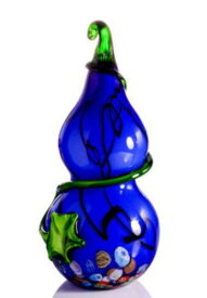 置物 ひょうたんモチーフ 美しい透明感と模様 ガラス製 (ブルー)