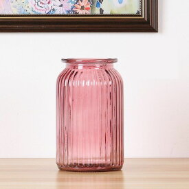 フラワーベース 花瓶 シンプル レトロ風 ガラス製 筒型 (パープル, 大サイズ)