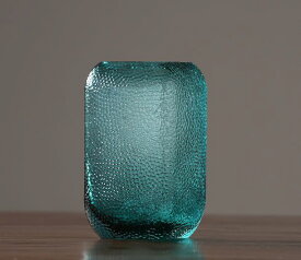 フラワーベース 花瓶 神秘的カラー 角型 モザイクガラス (ブルー, 小サイズ)
