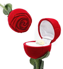 【50％OFF（半額）クーポン配布中】リングケース 真っ赤なバラ 1本