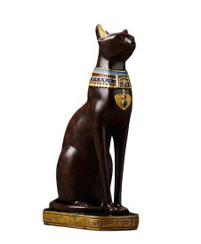 置物 古代エジプト 猫神 民族風 大サイズ (レッド系)