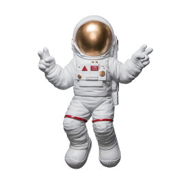 壁掛けオブジェ 宇宙飛行士 宇宙服 船外活動風 ピースサイン (ホワイト×ゴールド)