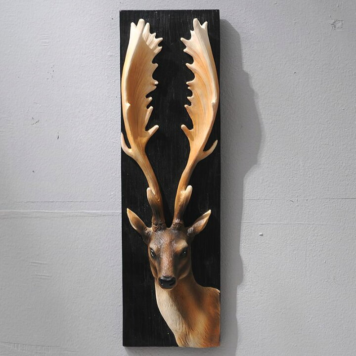 楽天市場 壁掛けオブジェ 立体的な動物 木彫り風 リアル 鹿 輸入インテリア雑貨モノッコ