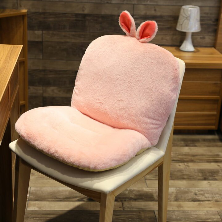 楽天市場 クッション 背もたれ付き座布団 椅子用 アニマル 立体的な耳の装飾 ふかふか セパレート可 ウサギ モノッコ