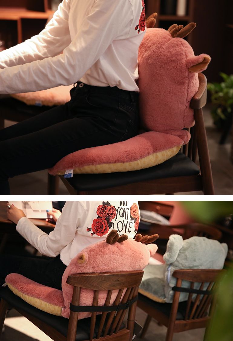 クッション 背もたれ付き座布団 椅子用 アニマル 立体的な耳の装飾 ふかふか セパレート可 (ネコ) | モノッコ