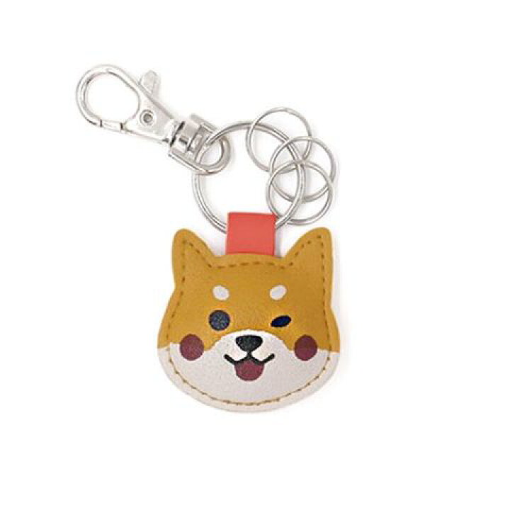 楽天市場 キーホルダー 動物の顔 イラスト レザー風 フック付き 柴犬 送料無料 輸入インテリア雑貨モノッコ