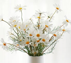 造花 マーガレット 葉付き 10本セット (ホワイト)