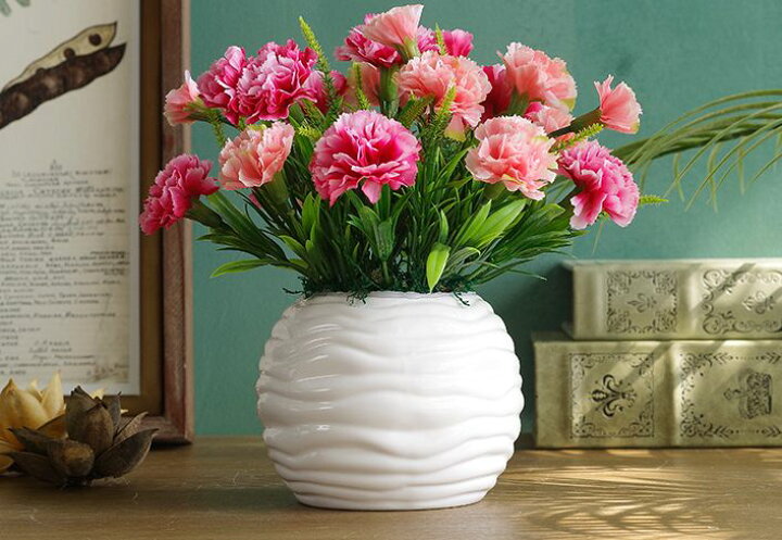 楽天市場 造花 カーネーション 2色 波の模様の花瓶入り 陶器製 ローズ ピンク 輸入インテリア雑貨モノッコ 楽天市場 造花 カーネーション 2色 波の模様の花瓶入り 陶器製 ローズ ピンク 輸入インテリア雑貨モノッコ