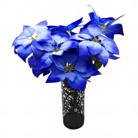 造花 ポインセチア 5個の花 2束セット (ブルー)