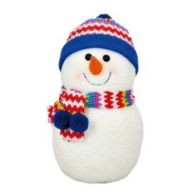 【50％OFF（半額）クーポン配布中】置物 人形 雪だるま 帽子とマフラー (ブルー, 大サイズ)