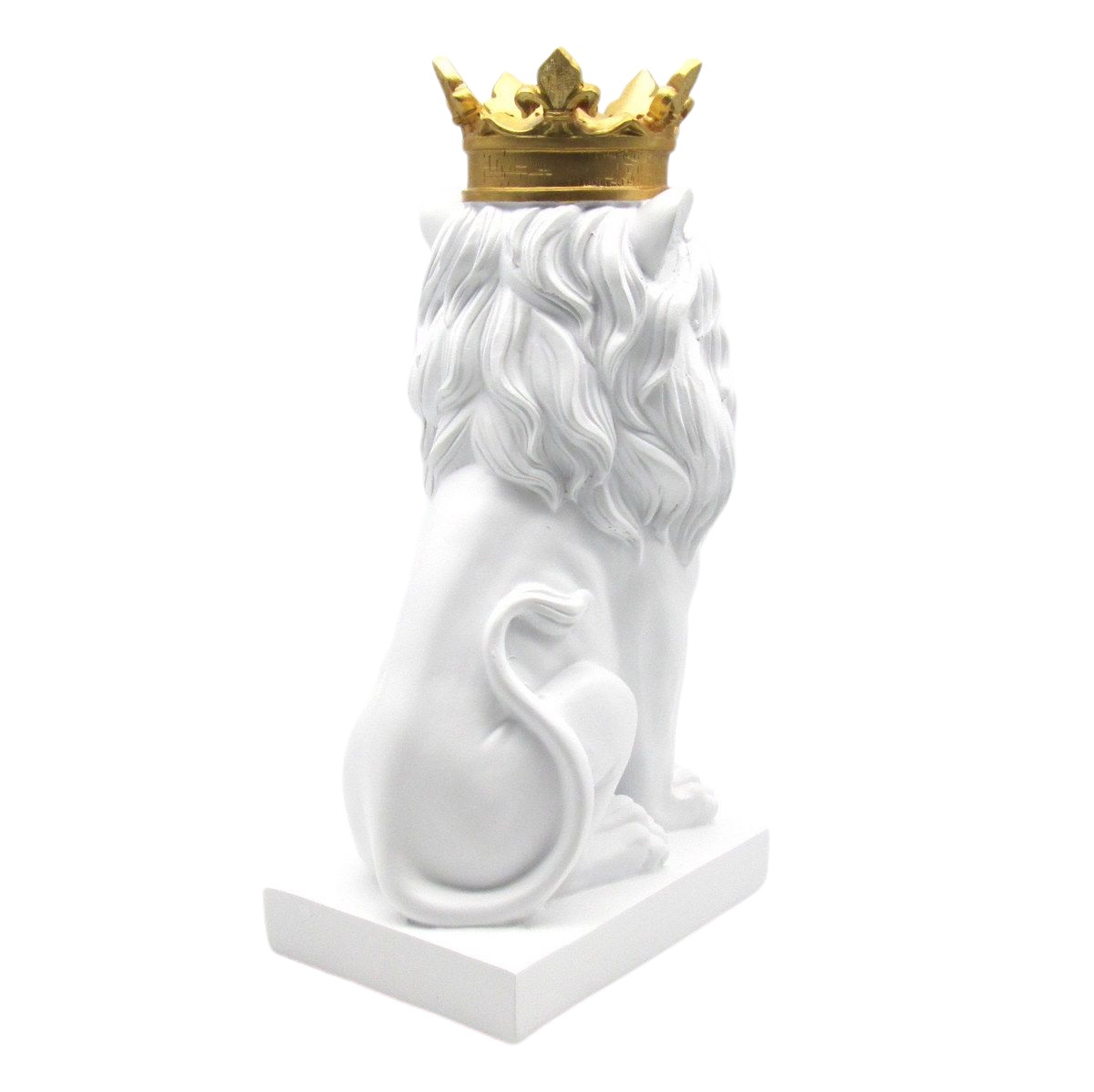 置物 王冠を被ったライオン 彫刻風 ヨーロピアン調 (ホワイト) | モノッコ