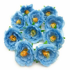 【50％OFF（半額）クーポン配布中】造花 ツバキ サザンカ 花のみ 5センチ 10個 (ライトブルー)