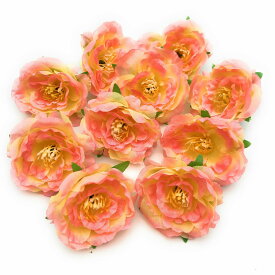 造花 ツバキ サザンカ 花のみ 5センチ 10個 (ピンクイエロー)