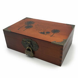 木箱 収納ボックス アンティーク風 コーナー金具付き 鍵付き (タンポポ)