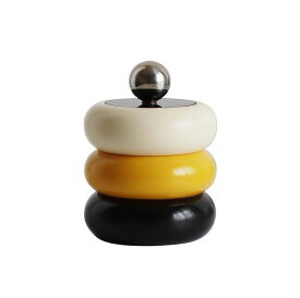 爪楊枝ケース 綿棒ケース 3つの平たい円型デザイン ボールのつまみ付きの蓋 スタイリッシュ (3色)
