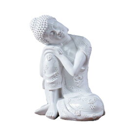置物 大仏 仏像 立膝で寝ているお釈迦様 卓上サイズ (ホワイト)