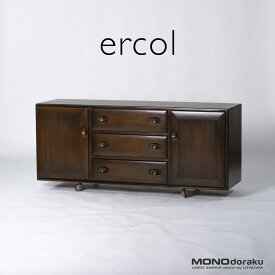 アーコール サイドボード ERCOL 英国ヴィンテージ 1970s エルム材 キャスター付き ウィンザースタイル リビング収納 キッチンボード キャビネット アンティーク【中古】【中古家具】【USED家具】【リユース】【ヴィンテージ】【アンティーク】