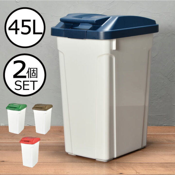 楽天市場 ゴミ箱 45リットル ふた付き 蓋付き 蓋つき スリム シンプル いたずら 防止 ゴミ袋が見えない キッチン 屋外 外置き ごみ箱 おしゃれ 大容量 大型 大きい ロック付き インテリア雑貨 角型 生ごみ 生ゴミおむつ 約幅30cm ハンドル付分別ダストボックス 45l 2個