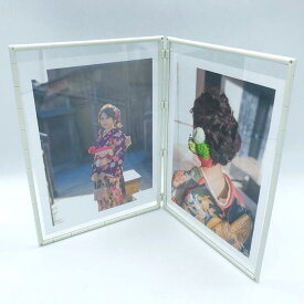 【成人式フォトフレーム 六つ切りサイズ 2面】A4サイズ 写真立て フォトパネル 組立てキット 手作りキット 卓上 縦置き 横置き 子ども プレゼント お祝い 組み換え自由 お洒落　デザイン性 七五三 ディスプレイ お宮参り プレゼント ニューノーマルブロック◆メール便無料◆