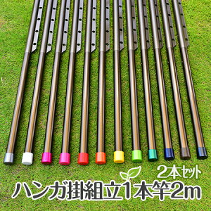 トヨトミの組み立て ハンガー掛け付き物干し竿 2本セット 長さ:2m 本体色:ブロンズ色 組立てると一体型の1本竿になるハンガー掛け付き竿 錆びないアルミ合金 風で洗濯物が寄らず乾きやすい