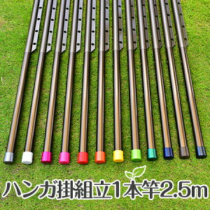 トヨトミの組み立て ハンガー掛け付き物干し竿 長さ:2.5m 本体色:ブロンズ色 組立てると一体型の1本竿になるハンガー掛け付き竿 錆びないアルミ合金 風で洗濯物が寄らず乾きやすい 洗濯ざ