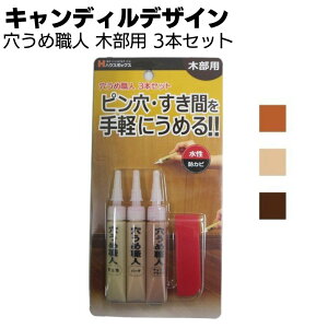 キャンディルデザイン 穴うめ職人 木部用 3本セット<水性タイプの充填材>