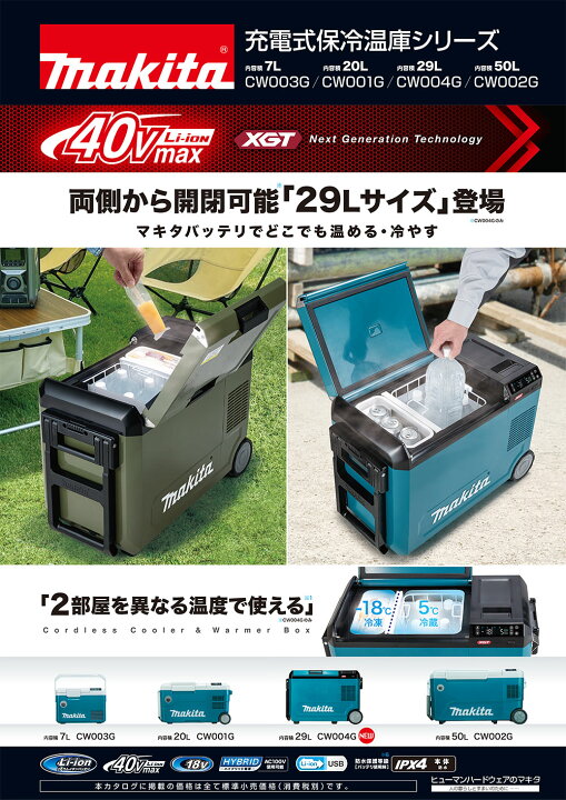 楽天市場】マキタ 充電式保冷温庫 29L CW004GZ 青／CW004GZO オリーブ 