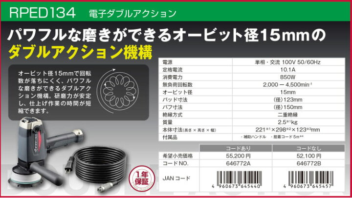 楽天市場】京セラ KYOCERA 電子ダブルアクション ポリッシャー 脱着式 
