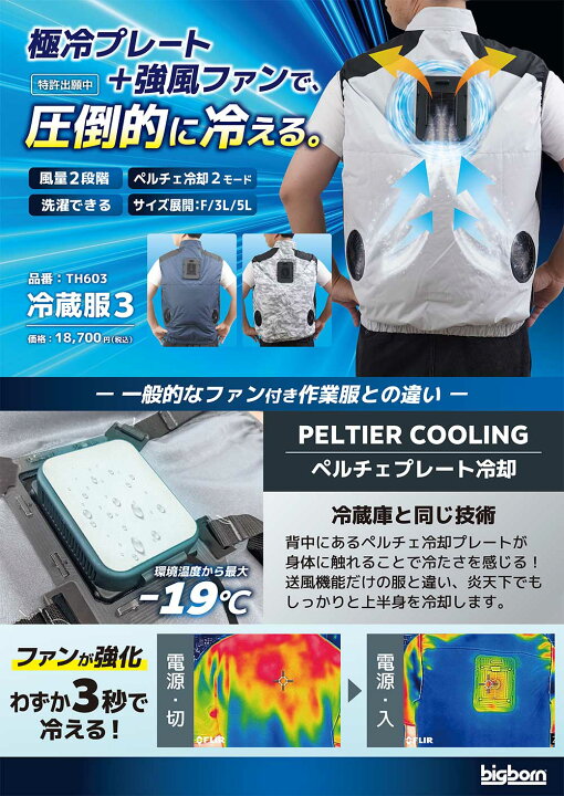 楽天市場】＜☆在庫あり☆＞ビッグボーン 冷蔵服3 TH603SET モバイル  