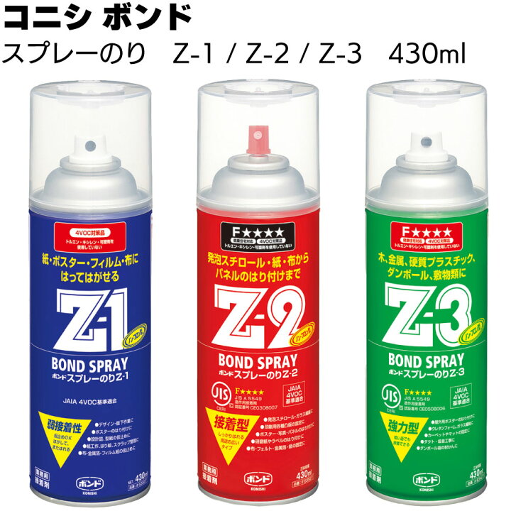 楽天市場】コニシ ボンド スプレーのりZシリーズ ＜430ml／本 Z-1 Z-2 