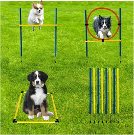ドッグアジリティ 障害物 犬の敏捷性 トレーニング 運動器具 セット ジャンプバー スラローム ハードル ジャンピングリング 収納