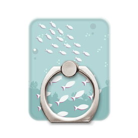 スマホリング スマホスタンド スマホアクセサリー ホールドリング 海の生き物 魚柄 フィッシュ シンプル かわいい 水色 iPhone13 iPhone12 11 SE(第ニ世代) X/XS Max Xperia AQUOS Galaxy Google Android Apple スマートフォン用リング