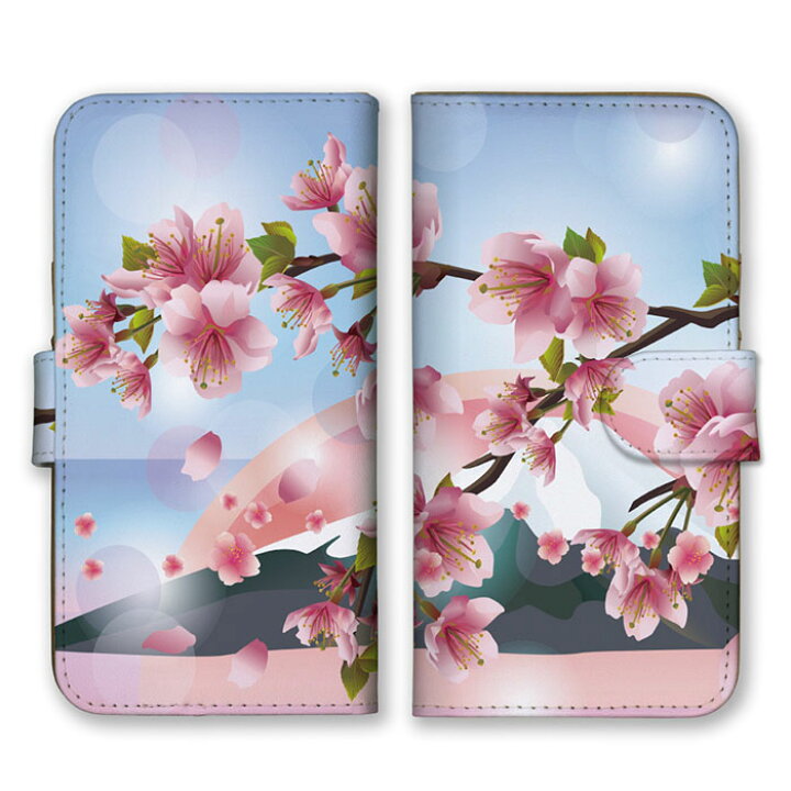 楽天市場 全機種対応 手帳型 スマホケース Simフリー対応 桜 春 花 木 植物 自然 Japan 和風 花柄 花びら 芸術 デザイン アート 柄 落ち着いた シック シンプル 黒 白 グレー Set Iphone14 13 12mini Pro Max Se 第3世代 Galaxy