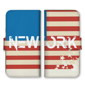 全機種対応 手帳型 スマホケース SIMフリー対応 NEW YORK ニューヨーク ロゴ アメリカ USA 国旗 星条旗 星 おしゃれ シンプル 大人 おすすめ ブルー レッド set16365 iPhone14 13 12mini Pro Max SE(第3世代) Galaxy Xperia AQUOS