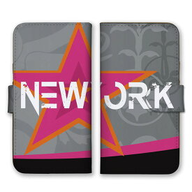 全機種対応 手帳型 スマホケース SIMフリー対応 NEW YORK ニューヨーク ロゴ スター 星 おしゃれ シンプル 大人 おすすめ グレー ピンク set16366 iPhone14 13 12mini Pro Max SE(第3世代) Galaxy Xperia AQUOS