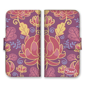 全機種対応 手帳型 スマホケース SIMフリー対応 お花 花柄 フラワー 牡丹 水連 デザイン 大人可愛い 上品 素敵 ステキ エレガント アジア ピンク パープル set16440 iPhone14 13 12mini Pro Max SE(第3世代