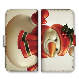 全機種対応 手帳型 スマホケース SIMフリー対応 クリスマス X'Mas スノーマン クリスマスプレゼント かわいい 大人 素朴 ほのぼの ベージュ クリーム色 set17940 iPhone14 13 12mini Pro Max SE(第3世代) Galaxy Xperia AQUOS