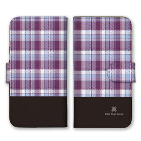 全機種対応 手帳型 スマホケース SIMフリー対応 set19042 チェック タータンチェック シンプル 可愛い かわいい パープル ブルー ブラック バイカラー ツートン iPhone14 13 12mini Pro Max SE(第3世代) Galaxy Xperia AQUOS