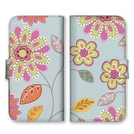 全機種対応 手帳型 スマホケース SIMフリー対応 set19723 お花 花柄 フラワー 北欧 素朴 ほのぼの かわいい 可愛い ピンク ブルー 水色 イラスト iPhone14 13 12mini Pro Max SE(第3世代) Galaxy Xperia AQUOS