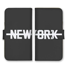 全機種対応 手帳型 スマホケース SIMフリー対応 set21709 NEW YORK ニューヨーク ロゴ 英字 英語 シンプル ホワイト グレー 白色 灰色 かっこいい iPhone14 13 12mini Pro Max SE(第3世代) Galaxy Xperia AQUOS